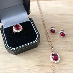 Fashion jewelry set rose gold ruby